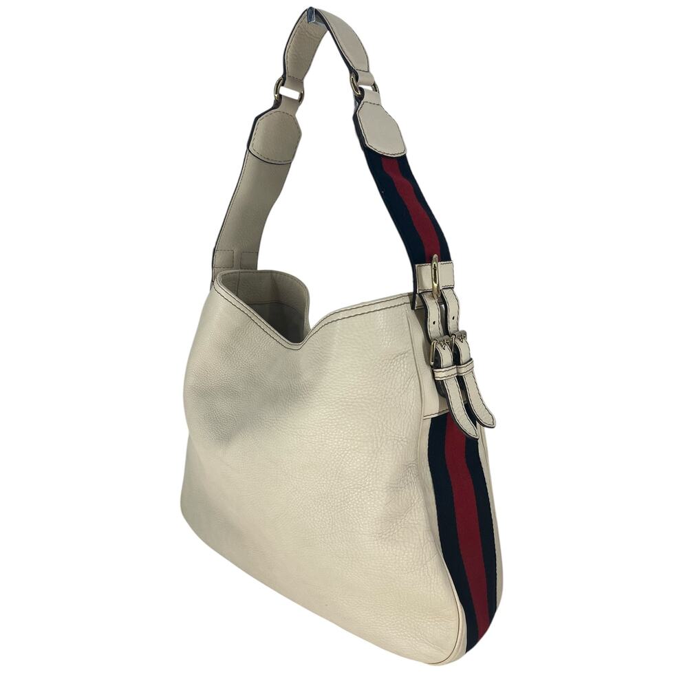 Gucci Vintage Web Leather Heritage Hobo Bag White Shoulder Bag - Picture 4 of 16